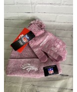 Ultra Game NFL Denver Broncos Pink Winter Beanie Knit Hat with Gloves Se... - £23.35 GBP