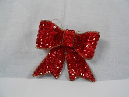 Silvestri Handcrafted Bow Red Sequin Christmas Ornament 3.5&quot; Vintage - £7.61 GBP