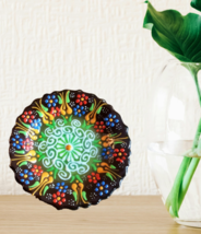 Handmade Ceramic Turkish Plate Trinket Dish 5&quot; Vibrant Colors Decorative Plate - £10.05 GBP