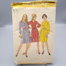 Vintage Sewing PATTERN Simplicity 9807, Misses 1971 Shirt Dress with Two... - £9.90 GBP