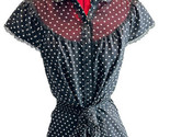 Polka Dot Black &amp; White Short Cap Sleeve Shirt Blouse +Belt Sz 8 Ann Tay... - £15.04 GBP