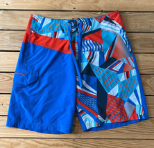 Reebok Men’s Stretchy board shorts Swim trunks Size S Red blue K1 - £16.11 GBP