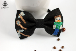 Mine Craft Bow Ties For Boys, Black Embroidery Bow Tie For Mens - £20.78 GBP