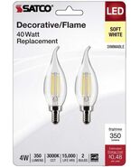 Filament Led Light Bulb CA10 E12 40W Soft White 2-PK - SATCO S21841 - $10.88