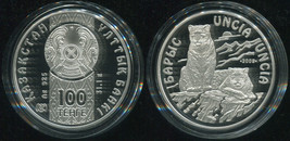 Kazakhstan 100 Tenge. 2009 (Silver. Coin KM#228. Proof) Snow leopard - £86.86 GBP