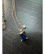585 14K RG Stamped Square Navy Blue Gemstone Pendant 19” Necklace Clasp ... - $911.17 MXN