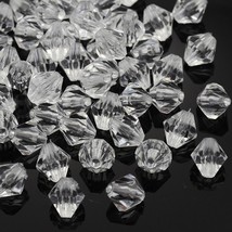 50 Acrylic Bicone Beads Clear 8mm BULK Faceted Wholesale - £4.23 GBP