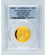 2008-P Australia Gold High-Relief Koala Graded by PCGS as PR-70 DCAM $100 - £3,530.43 GBP