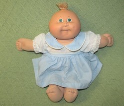 1982 Cabbage Patch Kids Baby Doll Green Eyes Dress Dimple Vintage Blonde Coleco - £17.62 GBP