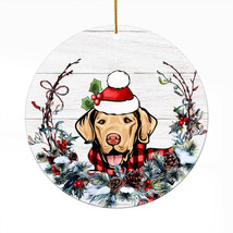 Chesapeake Bay Retriever Dog Santa Hat Wreath Christmas Ornament Acrylic Gift - £13.41 GBP