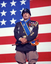 George C. Scott In Patton Iconic In Uniform By Giant American Usa Flag 16X20 Can - $69.99