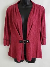 Soft Surroundings Women&#39;s Cardigan Burgundy Cranberry Linen Blend Top Size M - £31.10 GBP