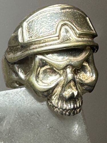 Skull ring size 10.25 biker band cast ring sterling silver from Ukraine Item image 6
