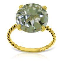 14K Solid Gold Ring With Natural 12.0 Mm Round Green Amethyst - £525.30 GBP