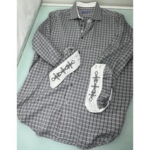 Robert Graham Men Shirt Flip Cuff Button Up Long Sleeve Gray 16.5 42 Large L - £31.00 GBP