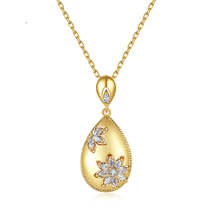 Crystal &amp; 18K Gold-Plated Flower Teardrop Pendant Necklace - £11.96 GBP