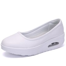 Women Nurse Flats Shoes Casual PU Leather Slip On Moccains Ladies Round Toe Whit - £23.50 GBP