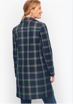 Talbots Women’s A Line Plaid Mac Jacket Button Front Navy Size Petite La... - $59.90