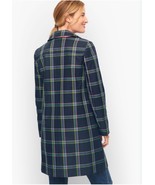 Talbots Women’s A Line Plaid Mac Jacket Button Front Navy Size Petite La... - $1,129.84 MXN