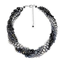Twilight Intertwined Pearl and Crystal Multistrand Necklace - £43.58 GBP