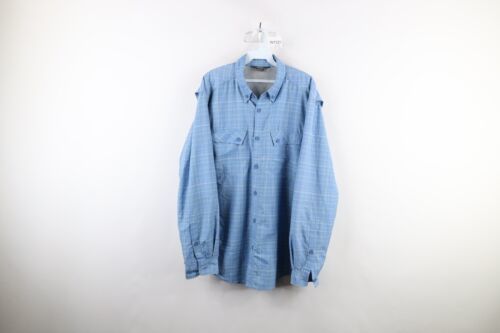 ExOfficio Mens XL Distressed Collared Long Sleeve Hiking Camp Button Shi... - $24.70
