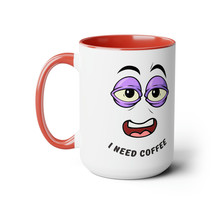 funny I need coffee Two-Tone Coffee Mugs, 15oz gift idea for men and women - £17.79 GBP