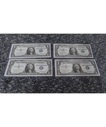 (4) FOUR UNC SEQUENTIAL 1957 Blue Seal One $1 Dollar Silver Certificates - £43.37 GBP