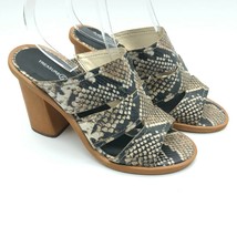 Treasure &amp; Bond Allie Sandals Wooden Block Heel Faux Leather Snake Beige... - £18.89 GBP