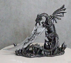 Mythical Fantasy Dragon Fire Breath Dagger Letter Opener W/ Stand Base Figurine - £29.02 GBP