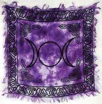 Violet Triple Moon Altar Cloth, 18&quot;18&quot;, Fringed! - £3.90 GBP