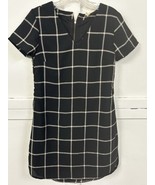 Japna Women’s Black Grid Plaid Shift Dress Size S Short Sleeve Back Zip ... - $33.88 CAD