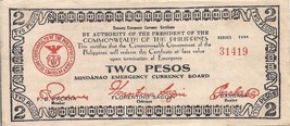 Philippines WW II guerrilla note,  2 Peso , P-S524a, MINDANAO, 1944 - £3.43 GBP