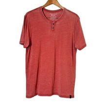 Lucky Brand Venice Burnout Notch Neck Tee Red Distressed Short Sleeve Men Size L - £15.78 GBP