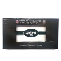 New York Jets Game Time Sculpted Ceramic Serving Platter Green White 15&quot;... - £22.13 GBP