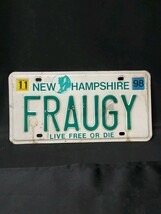 1998 FRAUGY New Hampshire Vanity License Plate - Frog Froggy Frogs Fog F... - $732.36 MXN