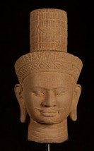 Antique Bakheng Style Khmer Stone Shiva Head Statue - The Destroyer - 35... - £787.16 GBP