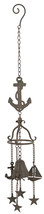 Cast Iron Rustic Marine Ship Anchor Sailboat Rudder Helm Wheel Wind Chime Bell - £27.07 GBP