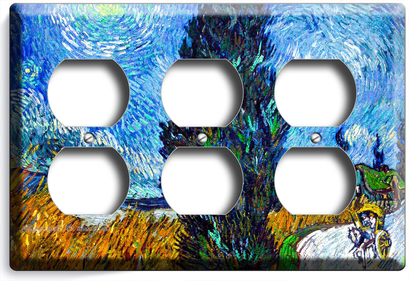 VAN GOGH PROVIDENCE COUNTRY ROAD BY NIGHT LIGHTSWITCH OUTLET WALL PLATE ROOM ART Item image 12