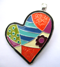 Roman Company RMN Asymmetrical Textured Colorblock Enamel Heart Slide Pe... - $9.49