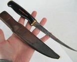 vintage Normark Fillet Knife Black Plastic Handle Leather Sheath FISKARS... - $26.49