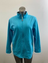 Alia Women&#39;s Mock Neck Full Zip Jacket Size Medium Blue Long Sleeve Poly... - $10.84 CAD