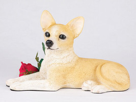 Large 100 Cubic Inches Orange &amp; White Short Hair Chihuahua Resin Urn for Ashes - £146.59 GBP