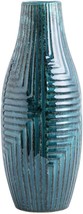 Teal Texture-Medium-13.08&quot; H. J. N. Ceramic Vase- Teal Vase For Home Decor, - $60.93