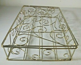 Vintage Tissue Box Cover Holder Gold Tone Brass Scrollwork Rectangle Bat... - $7.87