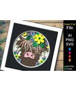 Highland Cow Laser/Paper Cut Shadow Box - $34.19 CAD