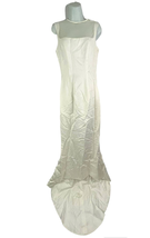 Ivory White Mesh Top Satin Formal Gown Dress Mermaid Sleeveless Bridal  - £46.01 GBP