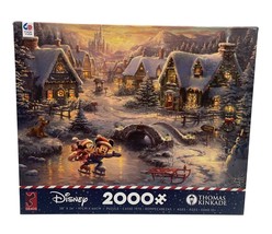 Disney 2000-Piece Thomas Kinkade Jigsaw Puzzle Mickey Minnie Winter Skating - $15.29