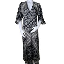 Amuse Society Deep V-Neck Maxi Dress Womens S Black Geometric Unlined ViscoseA22 - £21.96 GBP