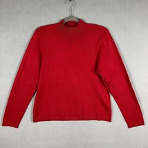 Susan Bristol Sweater Size Large Christmas Red Mock Neck Silk Blend TINY FLAW - £17.65 GBP