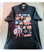 Marvel Avengers Thor &amp; Captain America Holiday Collage Graphic T-Shirt M... - $163.47 MXN